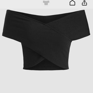 Rib Cross Off-Shoulder Crop Tee, by CIDER